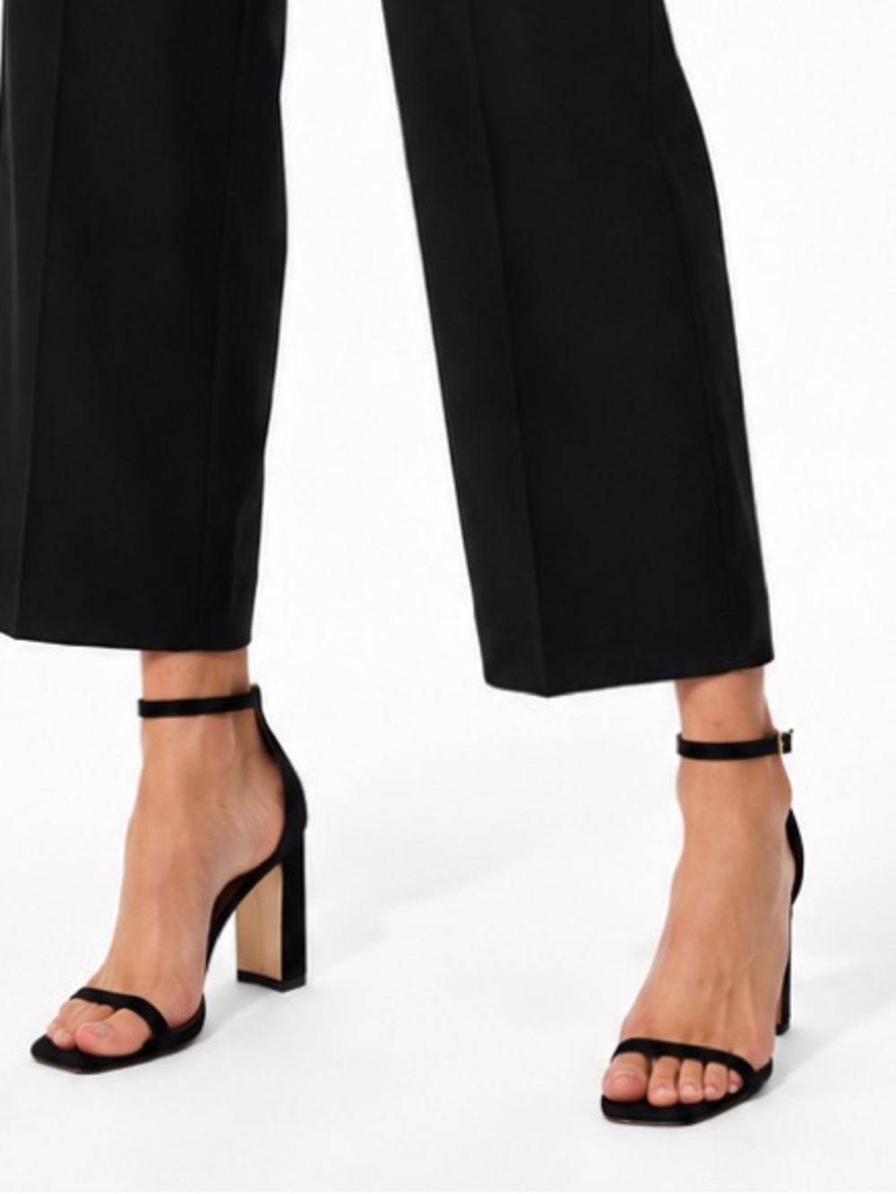 ANN TAYLOR Black Suede Strappy Sandal Heels Minimalist Shoes